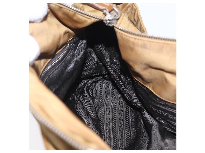 PRADA Chain Tote Bag Nylon Brown Silver Auth 206291 Braun Silber - Ansicht 26