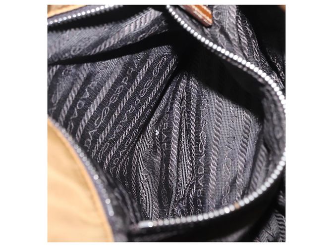 PRADA Chain Tote Bag Nylon Brown Silver Auth 206291 Braun Silber - Ansicht 29