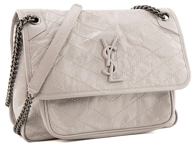 Autre Marque SAINT LAURENT - Borsa a tracolla Niki Medium Saint Laurent in pelle stropicciata grigia Grigio - vista 2