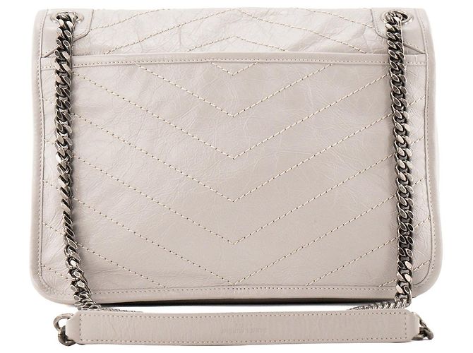 Autre Marque SAINT LAURENT - Borsa a tracolla Niki Medium Saint Laurent in pelle stropicciata grigia Grigio - vista 3