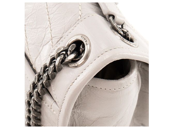 Autre Marque SAINT LAURENT - Borsa a tracolla Niki Medium Saint Laurent in pelle stropicciata grigia Grigio - vista 7