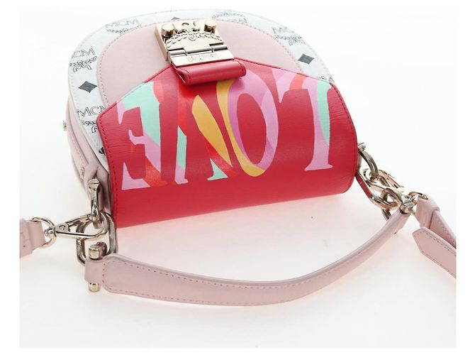 MCM Vicetos Tracy Schultertasche PVC Leder Rosa Silber Auth 205914V Pink - Ansicht 6