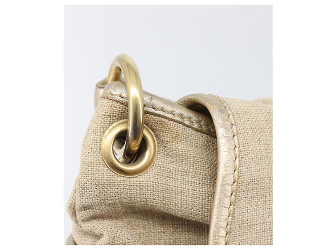 Borsa a mano Miu Miu Matelassé Canvas Beige Gold Tone Auth bs37124 - vista 22