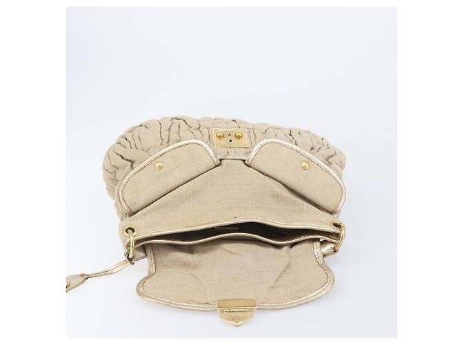 Borsa a mano Miu Miu Matelassé Canvas Beige Gold Tone Auth bs37124 - vista 24