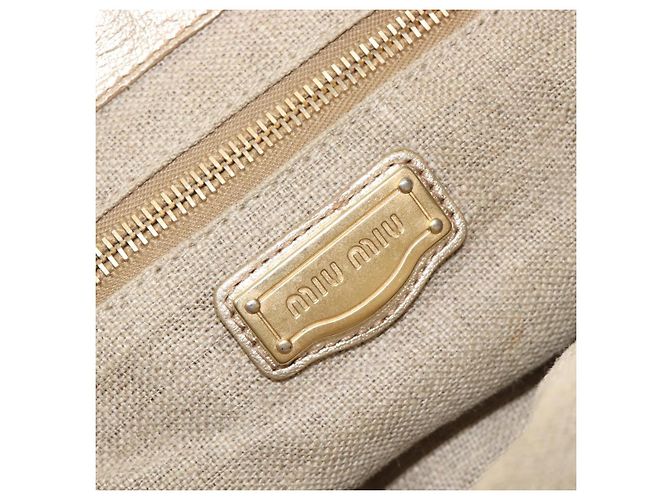 Borsa a mano Miu Miu Matelassé Canvas Beige Gold Tone Auth bs37124 - vista 25