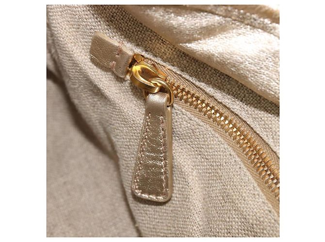 Borsa a mano Miu Miu Matelassé Canvas Beige Gold Tone Auth bs37124 - vista 28