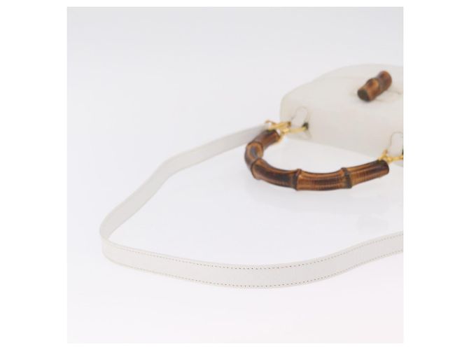 Borsa a mano GUCCI Bamboo in pelle 2way White Gold 000 2029 0633 Auth bs37338A Bianco D'oro - vista 10