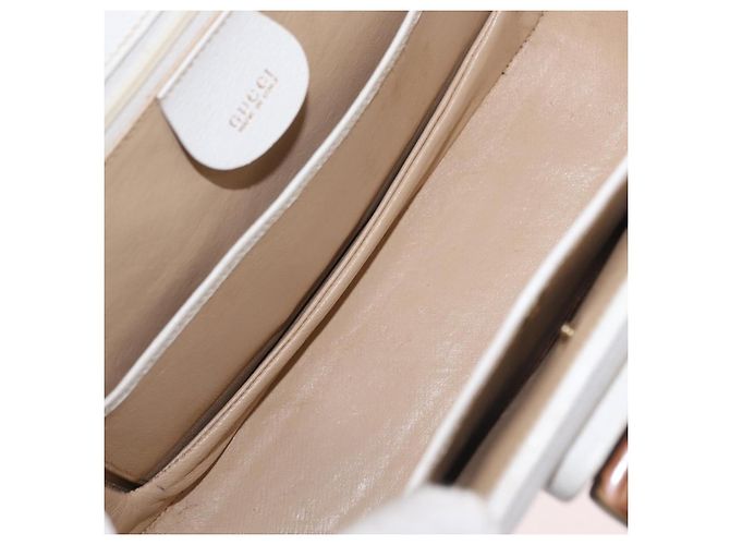 Borsa a mano GUCCI Bamboo in pelle 2way White Gold 000 2029 0633 Auth bs37338A Bianco D'oro - vista 11