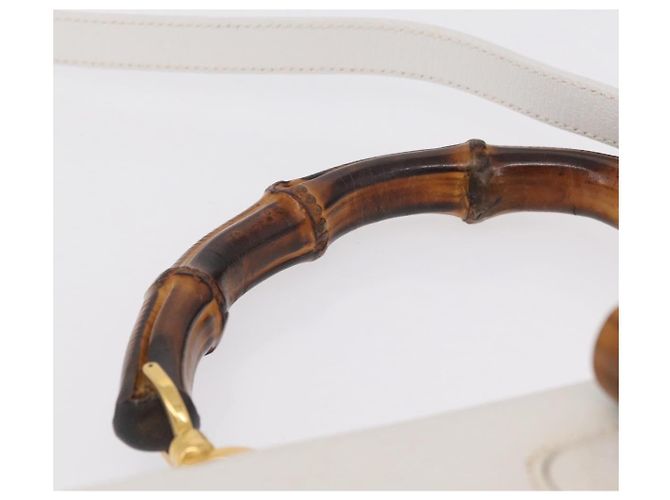 Borsa a mano GUCCI Bamboo in pelle 2way White Gold 000 2029 0633 Auth bs37338A Bianco D'oro - vista 15
