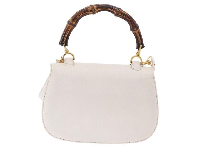 Borsa a mano GUCCI Bamboo in pelle 2way White Gold 000 2029 0633 Auth bs37338A Bianco D'oro - vista 2