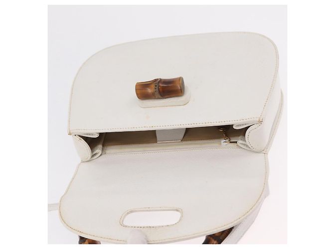 Borsa a mano GUCCI Bamboo in pelle 2way White Gold 000 2029 0633 Auth bs37338A Bianco D'oro - vista 22