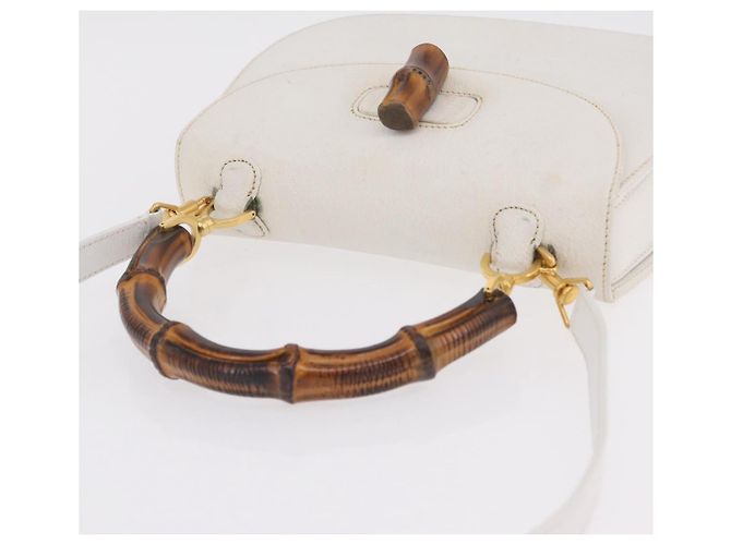Borsa a mano GUCCI Bamboo in pelle 2way White Gold 000 2029 0633 Auth bs37338A Bianco D'oro - vista 7