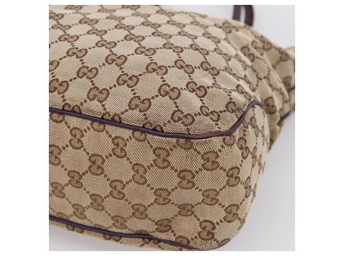Sac à main GUCCI GG Canvas New Jackie Beige Gold 145818 Auth 206247 Doré - vue 14