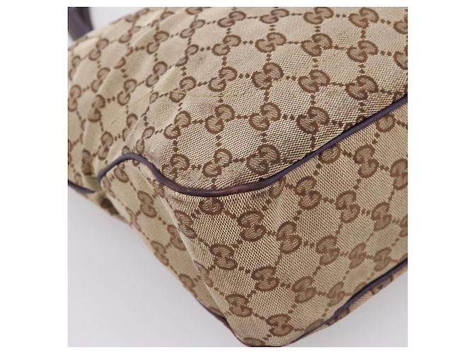 Sac à main GUCCI GG Canvas New Jackie Beige Gold 145818 Auth 206247 Doré - vue 15