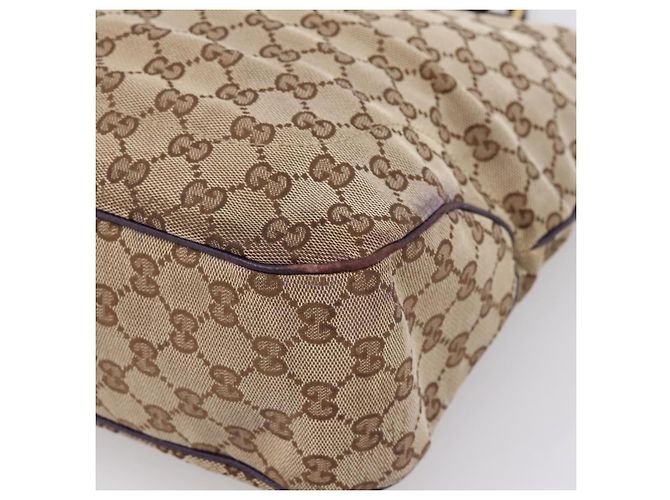 Sac à main GUCCI GG Canvas New Jackie Beige Gold 145818 Auth 206247 Doré - vue 16