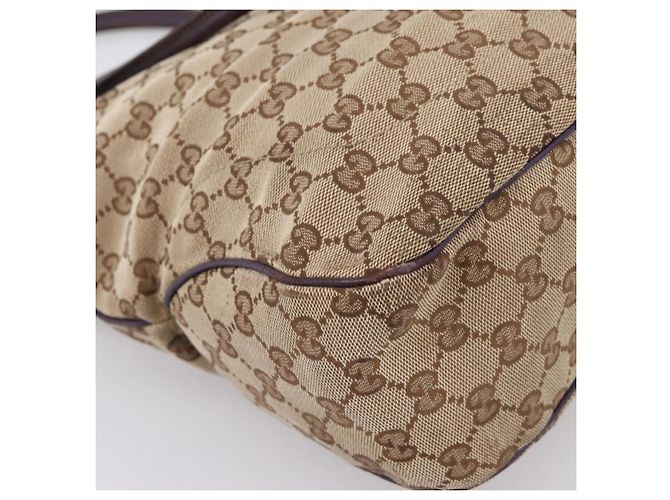 Sac à main GUCCI GG Canvas New Jackie Beige Gold 145818 Auth 206247 Doré - vue 17