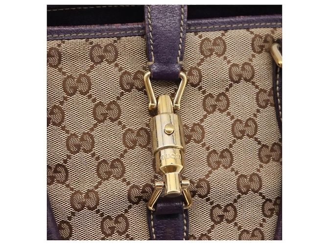 Sac à main GUCCI GG Canvas New Jackie Beige Gold 145818 Auth 206247 Doré - vue 18