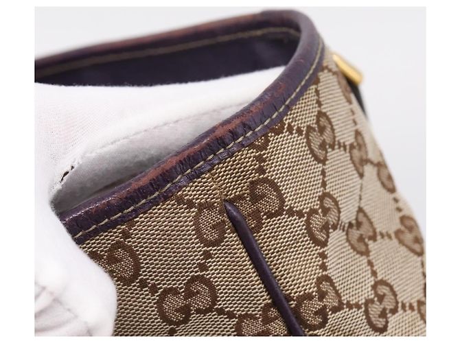Sac à main GUCCI GG Canvas New Jackie Beige Gold 145818 Auth 206247 Doré - vue 19