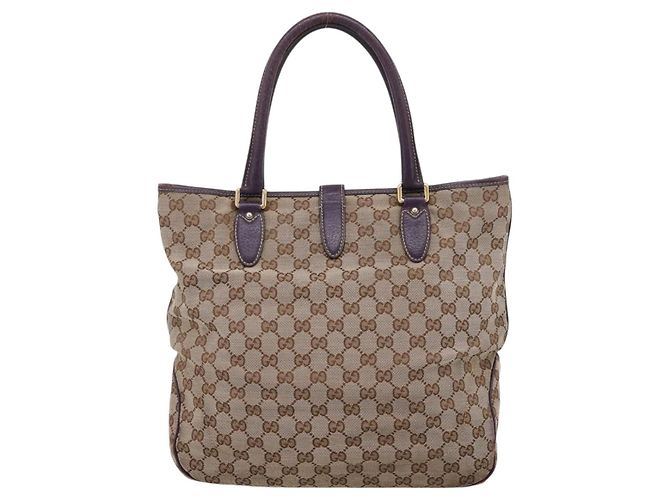 Sac à main GUCCI GG Canvas New Jackie Beige Gold 145818 Auth 206247 Doré - vue 2