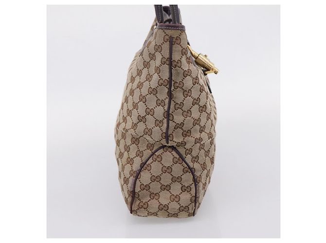 Sac à main GUCCI GG Canvas New Jackie Beige Gold 145818 Auth 206247 Doré - vue 3
