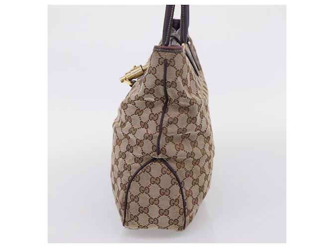 Sac à main GUCCI GG Canvas New Jackie Beige Gold 145818 Auth 206247 Doré - vue 4