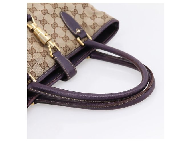 Sac à main GUCCI GG Canvas New Jackie Beige Gold 145818 Auth 206247 Doré - vue 7