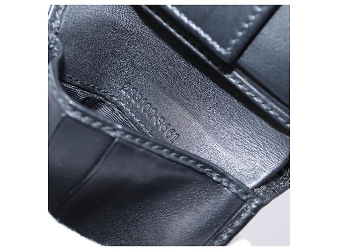 Portafoglio compatto GUCCI GG Canvas Guccissima in pelle nera 233102 Auth 206146A Nero - vista 11