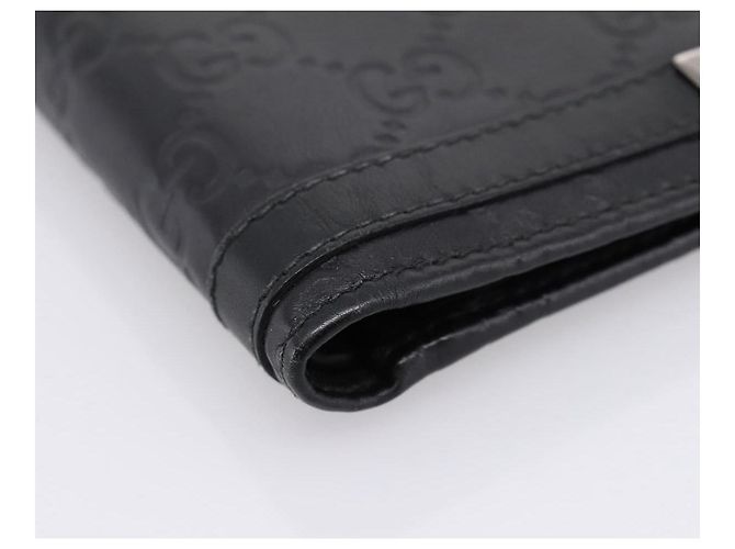 Portafoglio compatto GUCCI GG Canvas Guccissima in pelle nera 233102 Auth 206146A Nero - vista 14