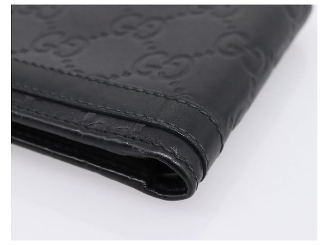 Portafoglio compatto GUCCI GG Canvas Guccissima in pelle nera 233102 Auth 206146A Nero - vista 15