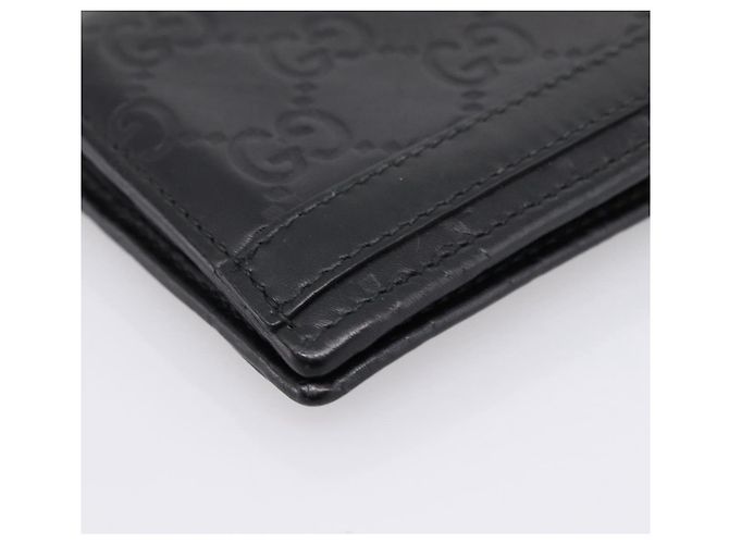 Portafoglio compatto GUCCI GG Canvas Guccissima in pelle nera 233102 Auth 206146A Nero - vista 16