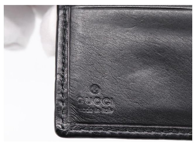 Portafoglio compatto GUCCI GG Canvas Guccissima in pelle nera 233102 Auth 206146A Nero - vista 18