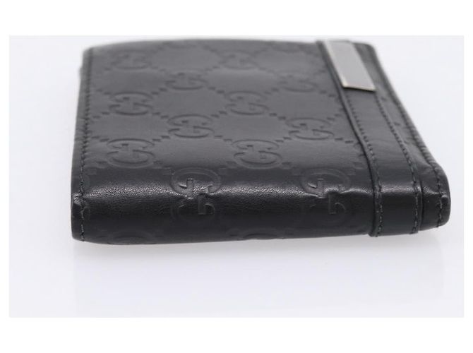 Portafoglio compatto GUCCI GG Canvas Guccissima in pelle nera 233102 Auth 206146A Nero - vista 4