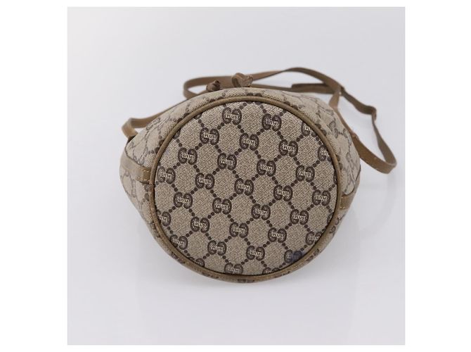Borsa a tracolla GUCCI GG Plus Supreme PVC Beige Gold Auth ka6356 D'oro - vista 11
