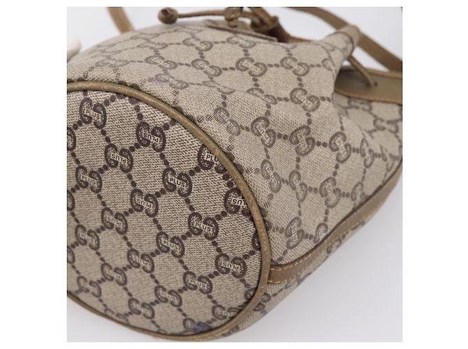 Borsa a tracolla GUCCI GG Plus Supreme PVC Beige Gold Auth ka6356 D'oro - vista 12