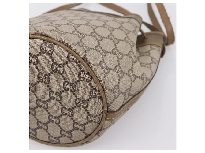 Borsa a tracolla GUCCI GG Plus Supreme PVC Beige Gold Auth ka6356 D'oro - vista 14