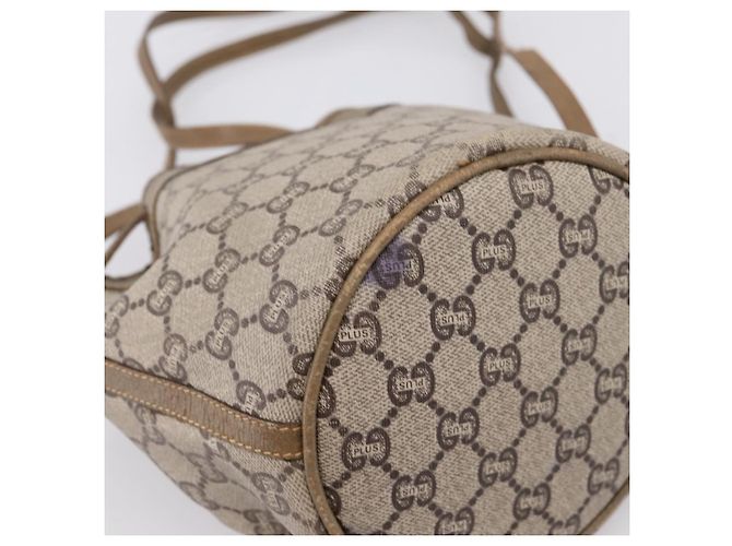 Borsa a tracolla GUCCI GG Plus Supreme PVC Beige Gold Auth ka6356 D'oro - vista 15