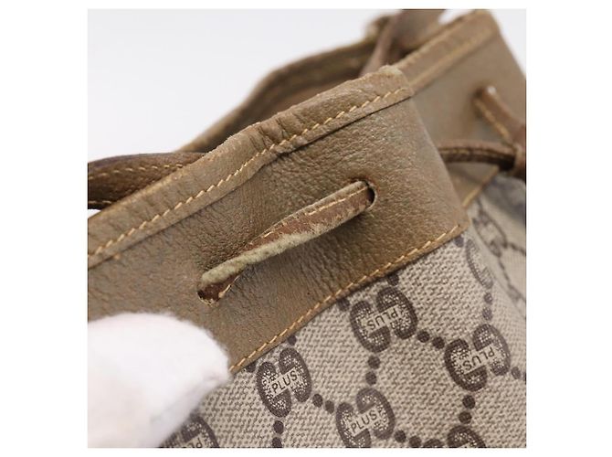 Borsa a tracolla GUCCI GG Plus Supreme PVC Beige Gold Auth ka6356 D'oro - vista 20