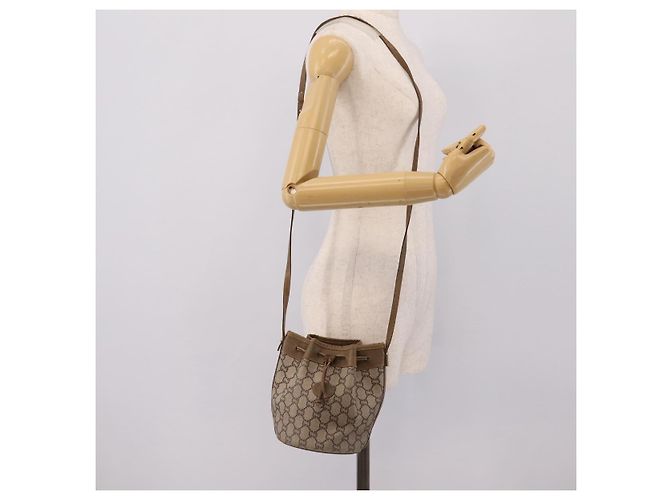Borsa a tracolla GUCCI GG Plus Supreme PVC Beige Gold Auth ka6356 D'oro - vista 21