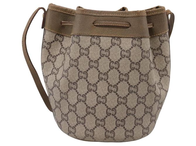 Borsa a tracolla GUCCI GG Plus Supreme PVC Beige Gold Auth ka6356 D'oro - vista 3