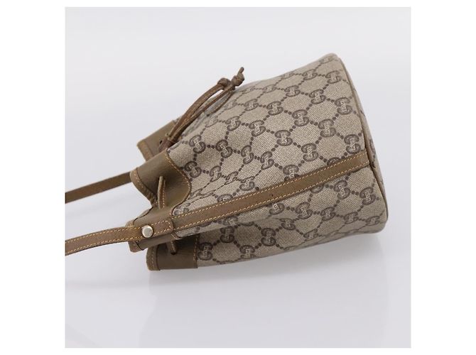 Borsa a tracolla GUCCI GG Plus Supreme PVC Beige Gold Auth ka6356 D'oro - vista 4