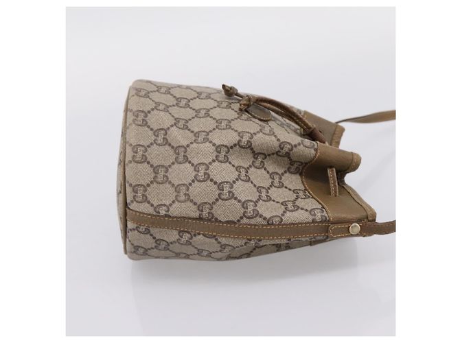 Borsa a tracolla GUCCI GG Plus Supreme PVC Beige Gold Auth ka6356 D'oro - vista 5