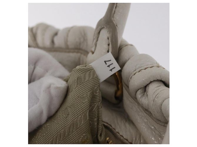 Bolso de mano PRADA de cuero 2way White Gold Auth 206042V Blanco Dorado - vista 11