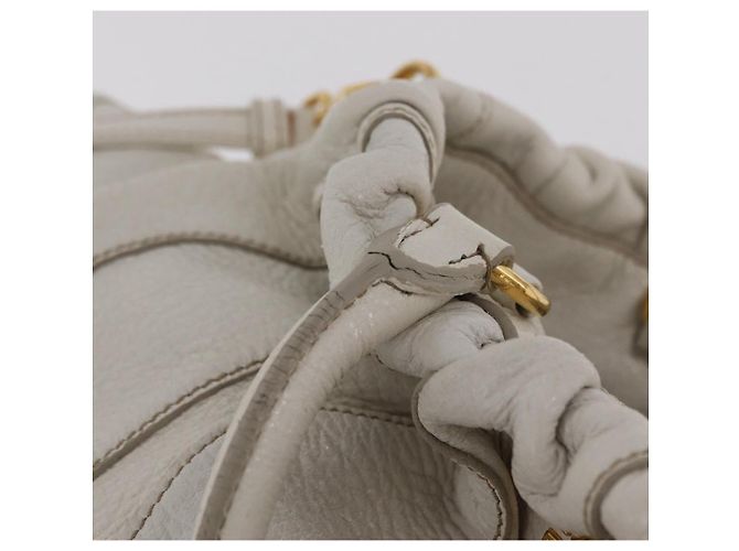 Bolso de mano PRADA de cuero 2way White Gold Auth 206042V Blanco Dorado - vista 16