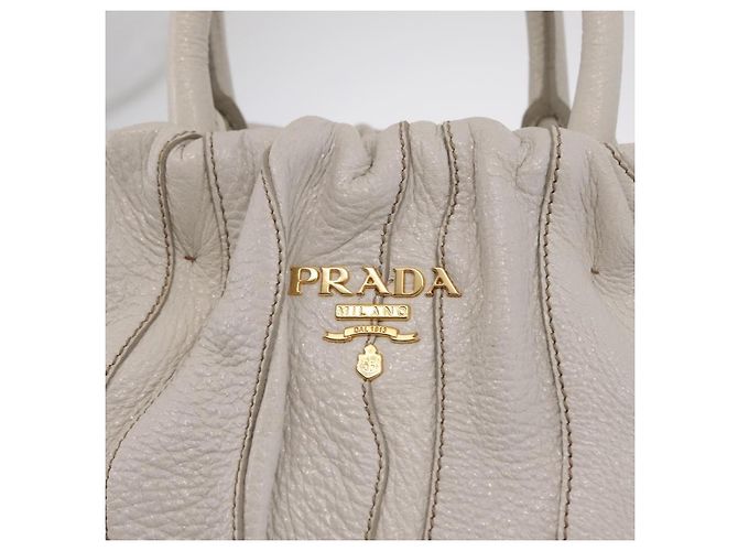 Bolso de mano PRADA de cuero 2way White Gold Auth 206042V Blanco Dorado - vista 22