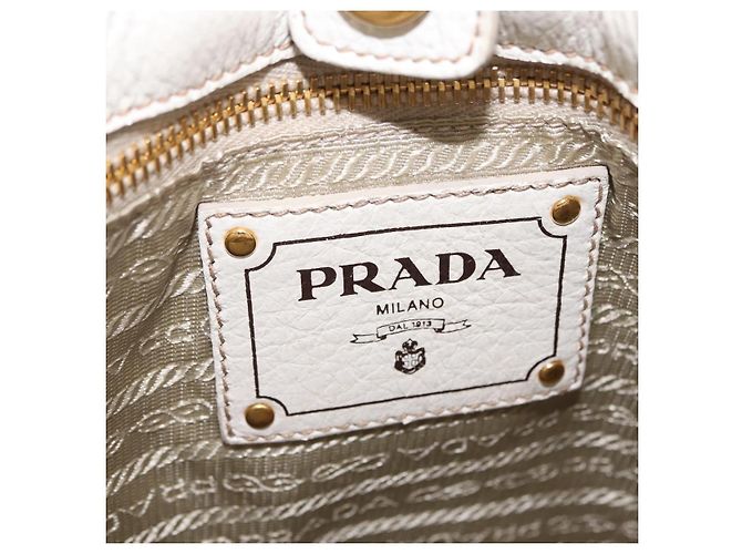 Bolso de mano PRADA de cuero 2way White Gold Auth 206042V Blanco Dorado - vista 23