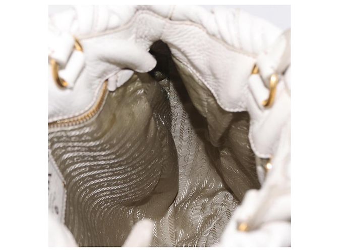 Bolso de mano PRADA de cuero 2way White Gold Auth 206042V Blanco Dorado - vista 24