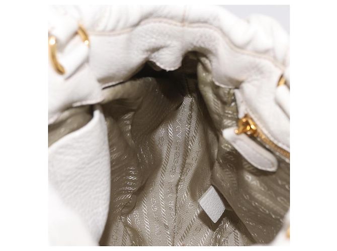 Bolso de mano PRADA de cuero 2way White Gold Auth 206042V Blanco Dorado - vista 25