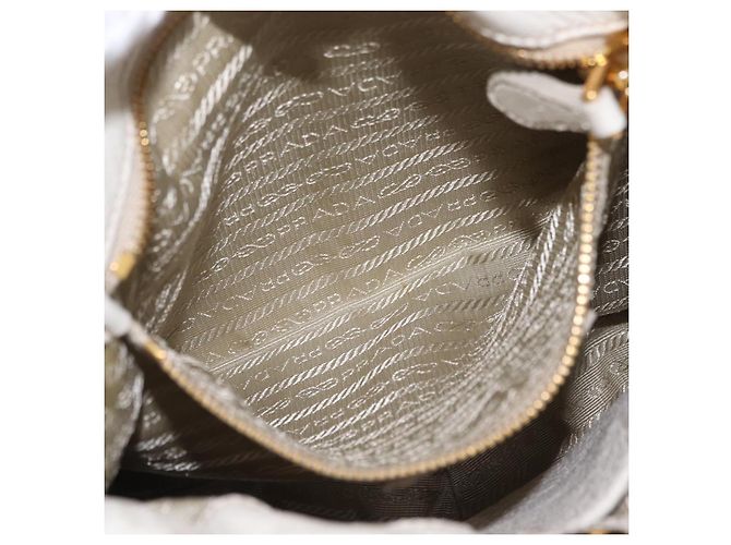 Bolso de mano PRADA de cuero 2way White Gold Auth 206042V Blanco Dorado - vista 27
