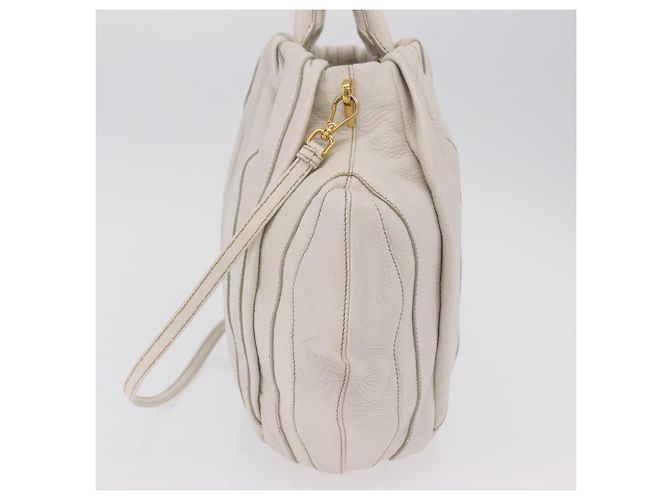 Bolso de mano PRADA de cuero 2way White Gold Auth 206042V Blanco Dorado - vista 3