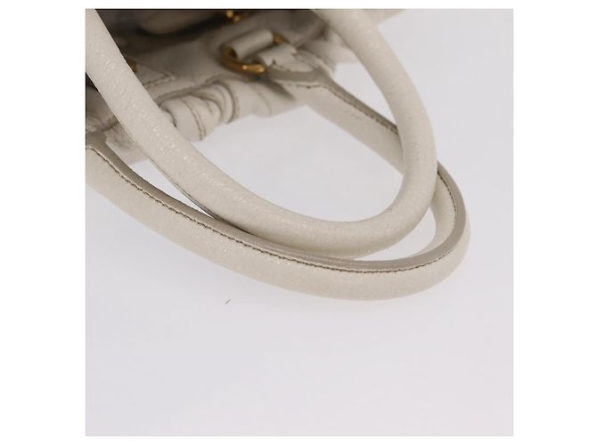 Bolso de mano PRADA de cuero 2way White Gold Auth 206042V Blanco Dorado - vista 6